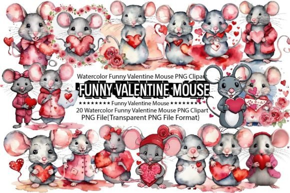 Download Watercolor Funny Valentine Mouse Sublima - Premium Resources