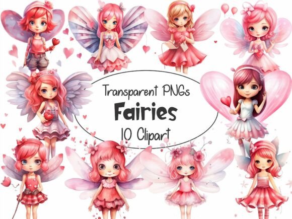 Download 10 Valentine Fairies Hearts and Love - Premium Resources